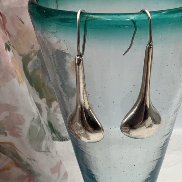 Vintage Sterling Silver Long Drop earrings - Picture 1 of 3